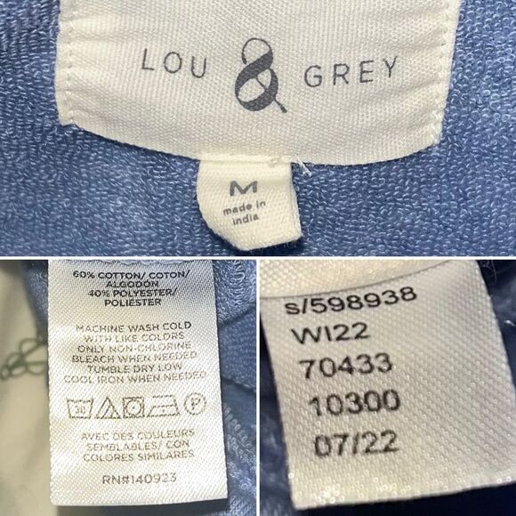 Lou & Grey Side Tie Elastic Waist Sweatshirt Periwinkle Hydrangea M - Picture 9 of 10